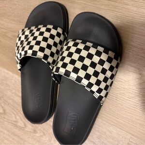 Vans Black and White Checkered Slides